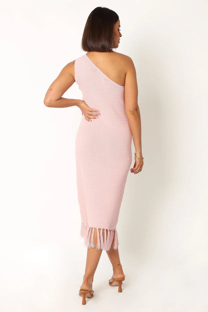 Winne One Shoulder Knit Dress Pink