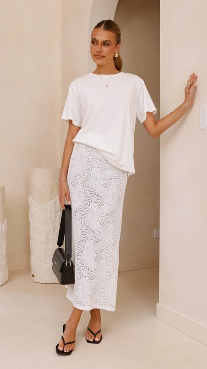 Louisa Lace Maxi Skirt White