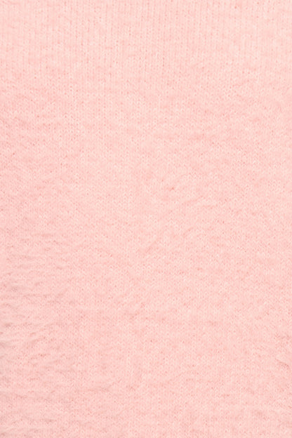 Aspra Fuzzy Crewneck Knit Sweater Pink