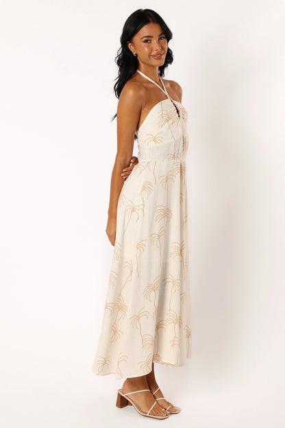 Granger Halterneck Midi Dress White Print