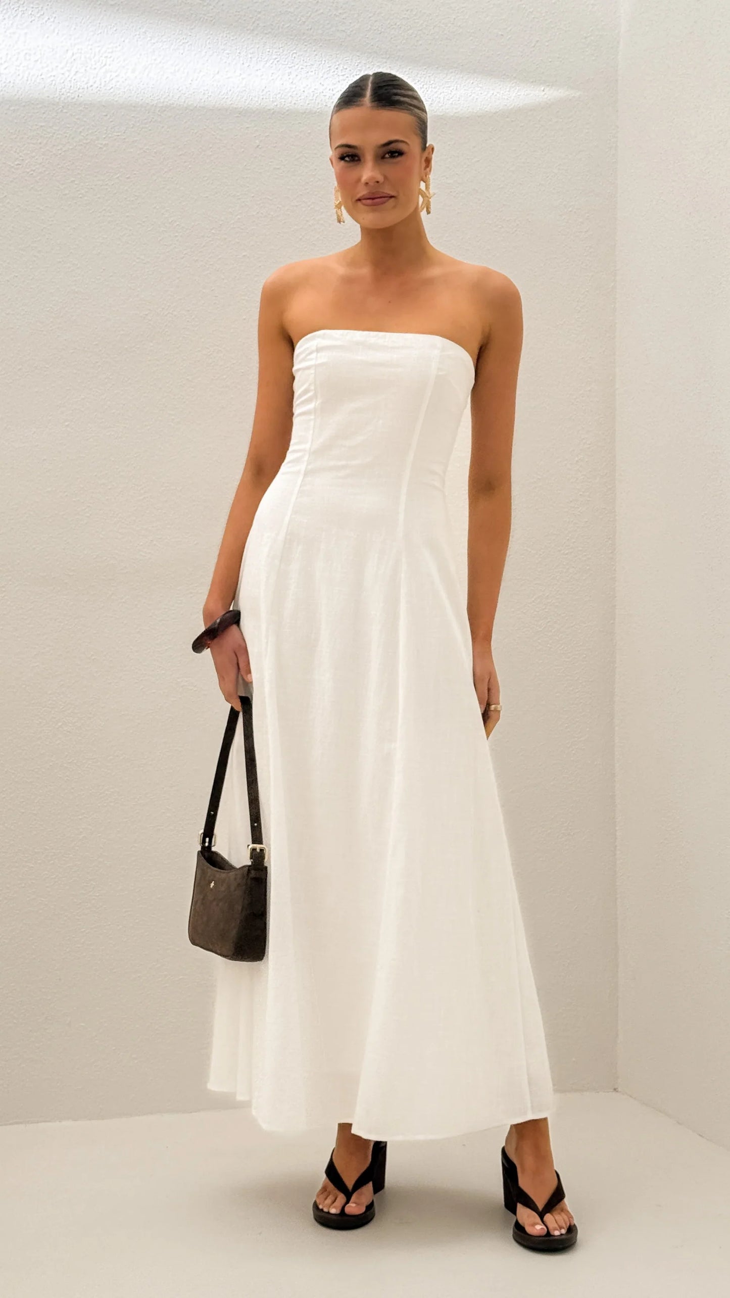 Astrid Strapless Maxi Dress White