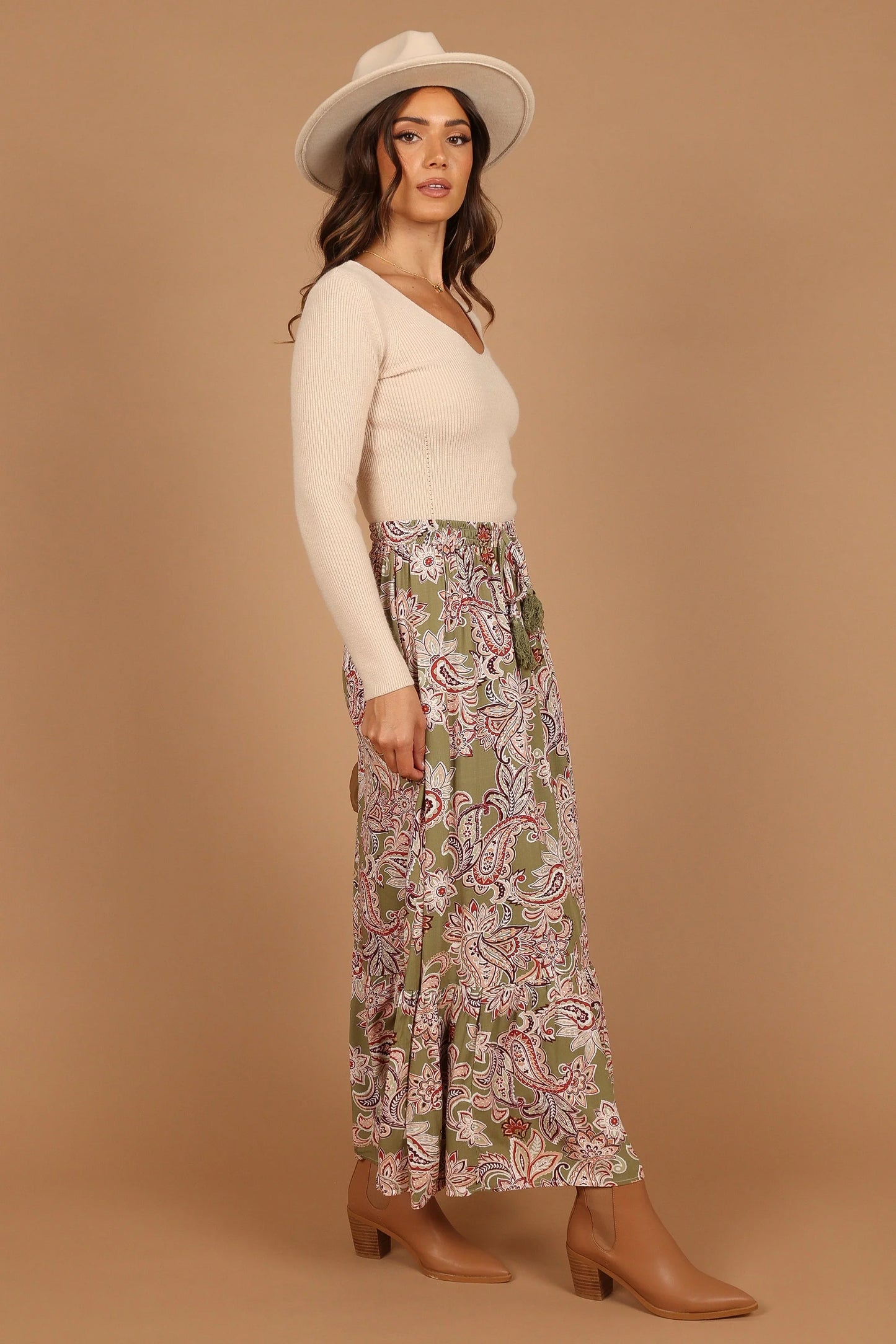 Katherine Skirt Olive Paisley