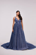 Blue Empire sparkling gown