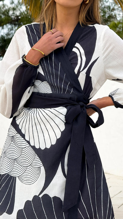 Cassidy Long Sleeve Mini Dress White Navy