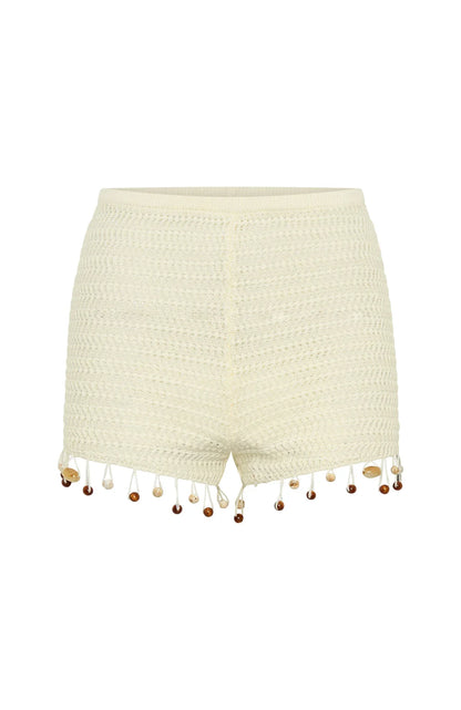 One More Time Crochet Shorts Off White