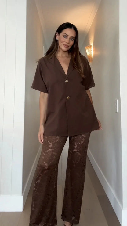 Azura Shirt And Pants Set Brown