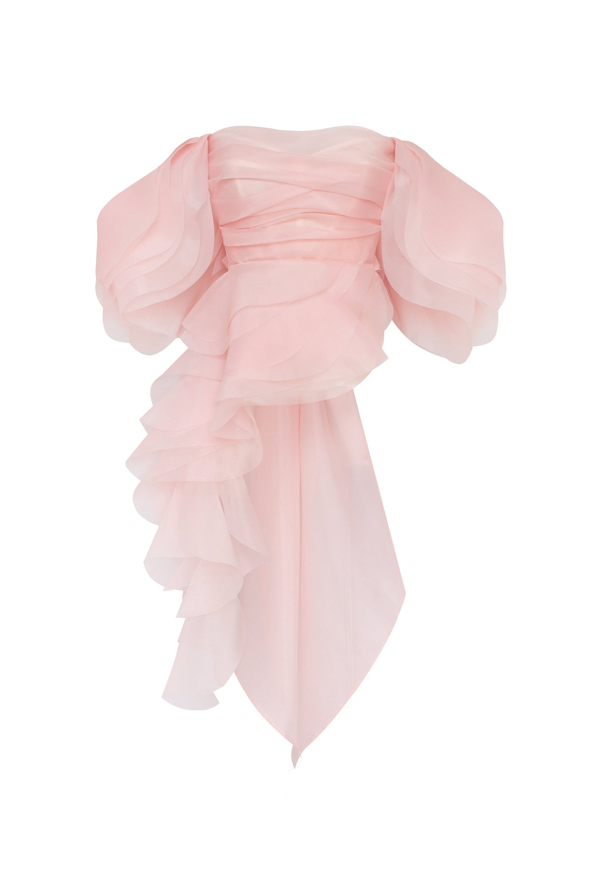 Dreamy off shoulder blouse with meringue flounces in misty rose Midnight Walk