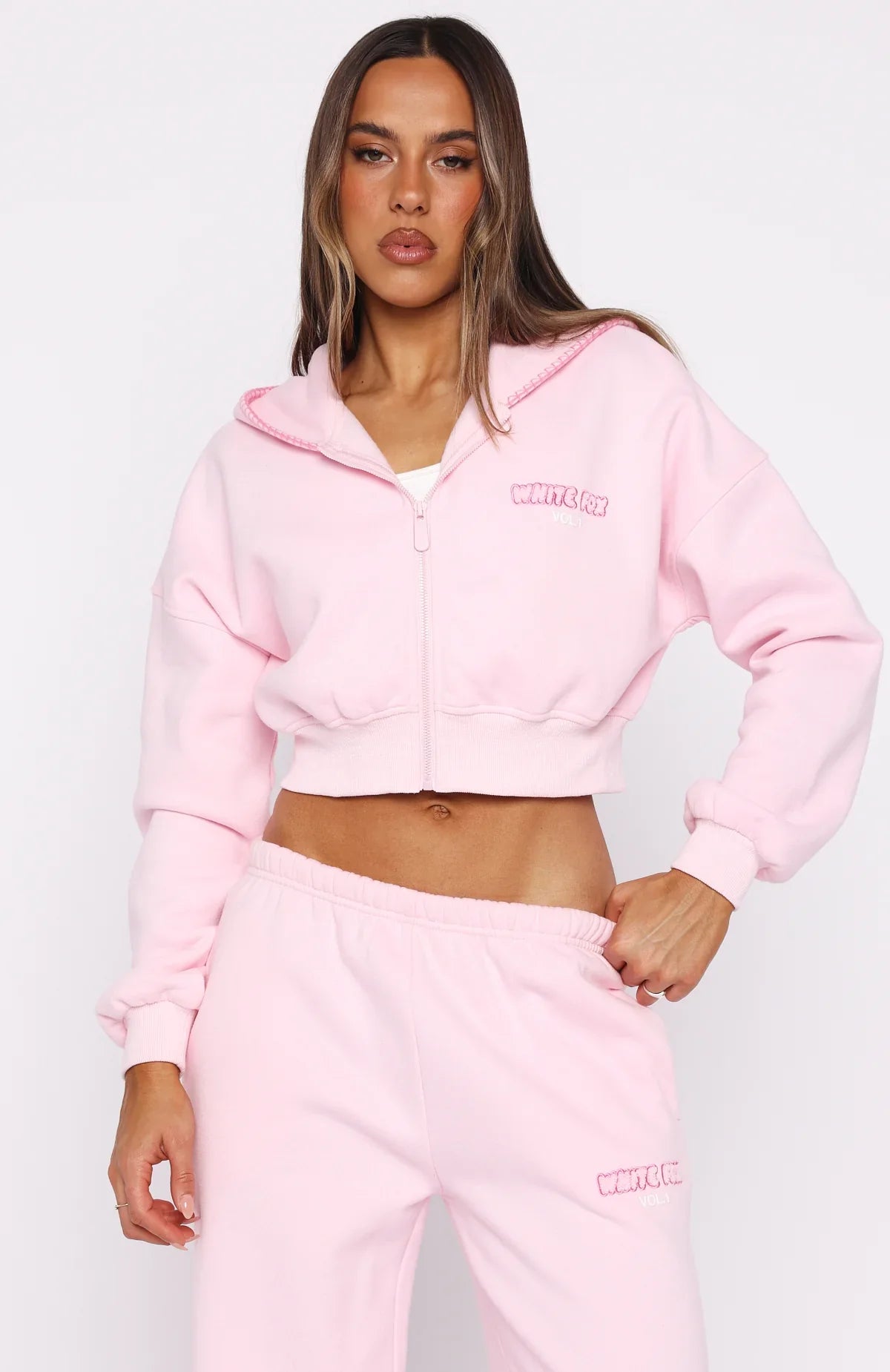 Vol 1 Cropped Zip Front Hoodie Posy