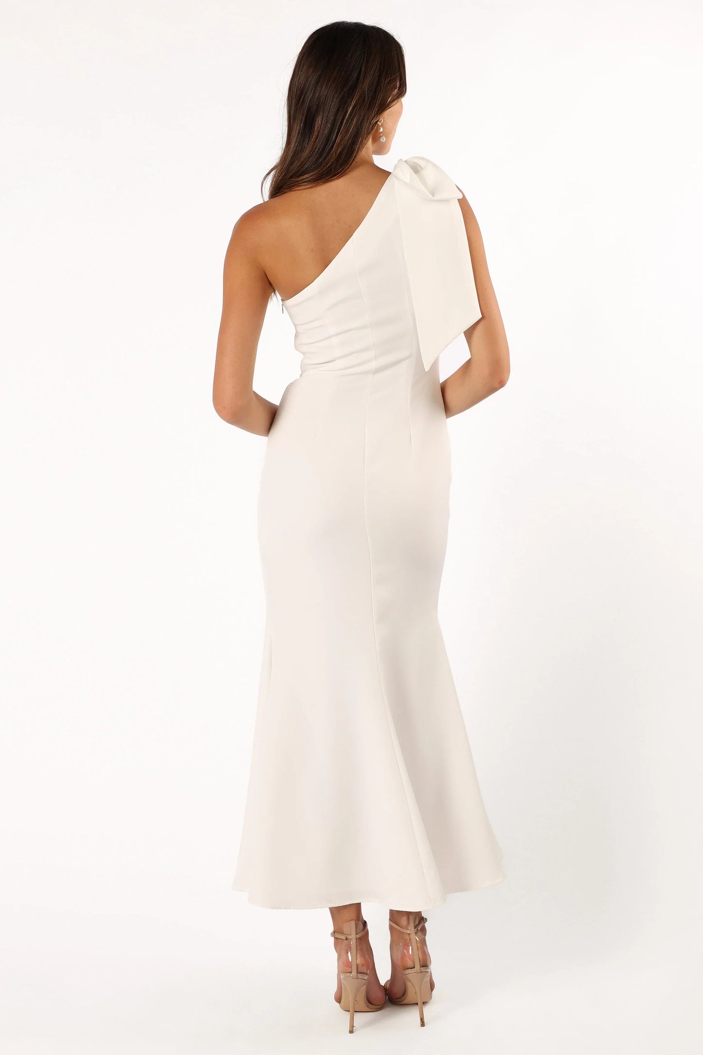 Charmed One Shoulder Midi Dress Off White