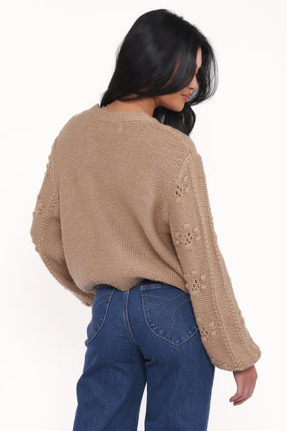 Melody Textured Button Up Cardigan Mushroom
