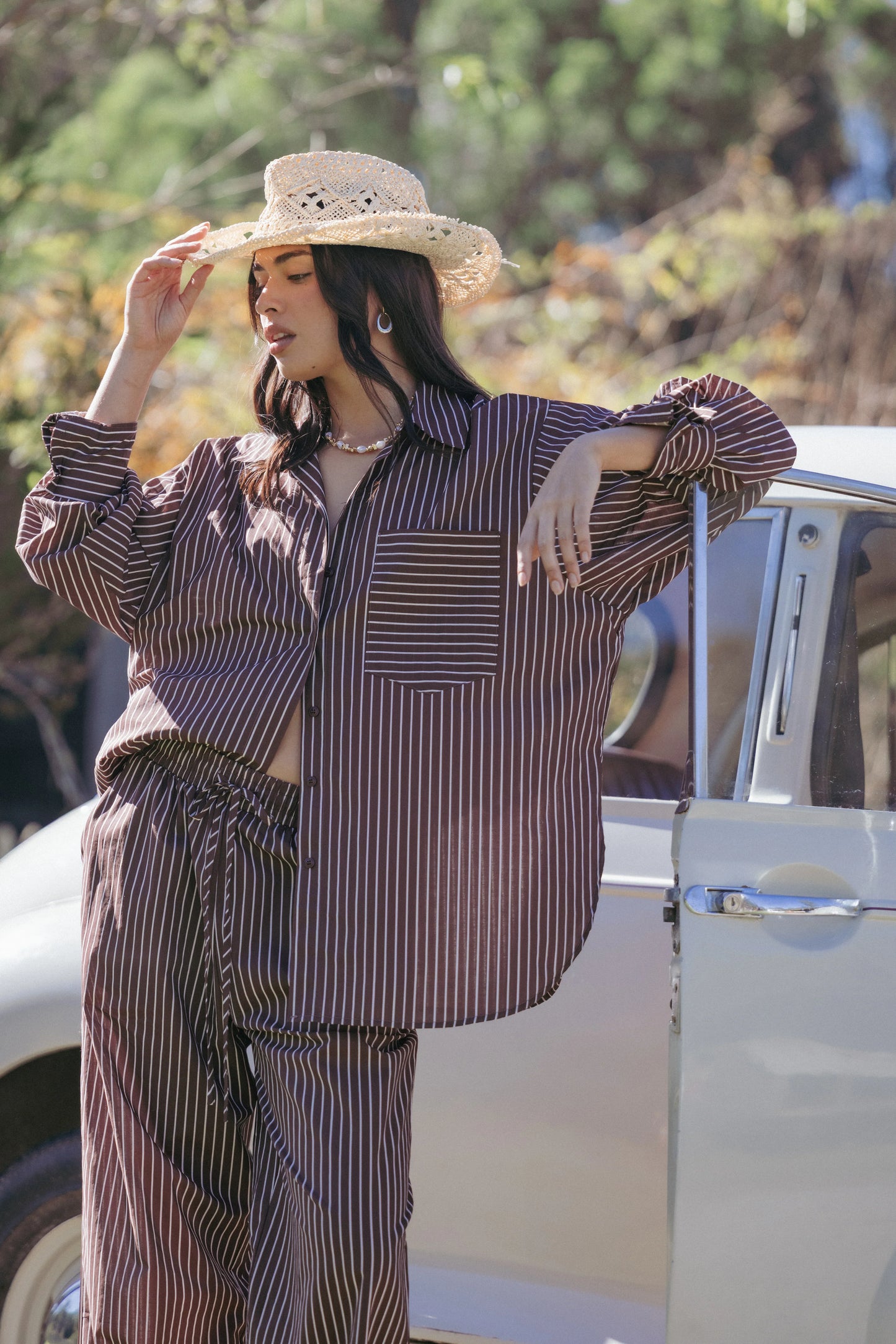 Darya Shirt Chocolate Stripe