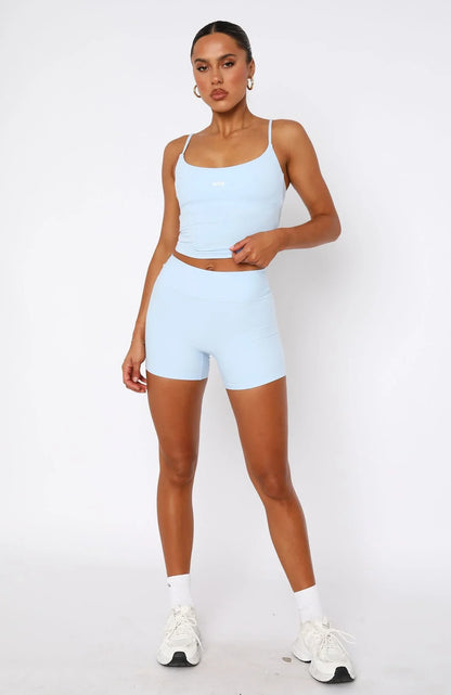 Keep Up High Waisted Shorts 4 Baby Blue