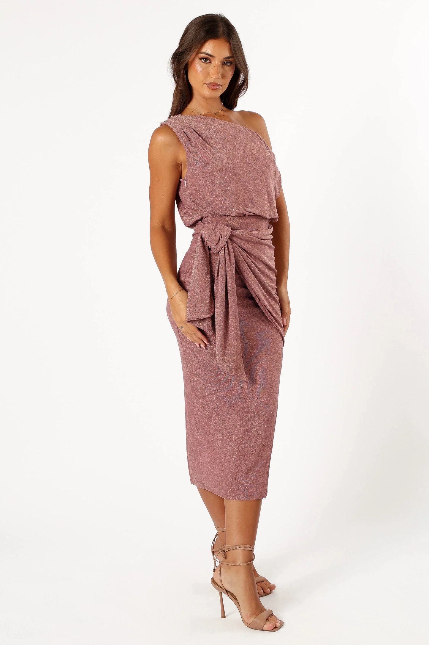 Santiago Off Shoulder Midi Dress Dusty Rose