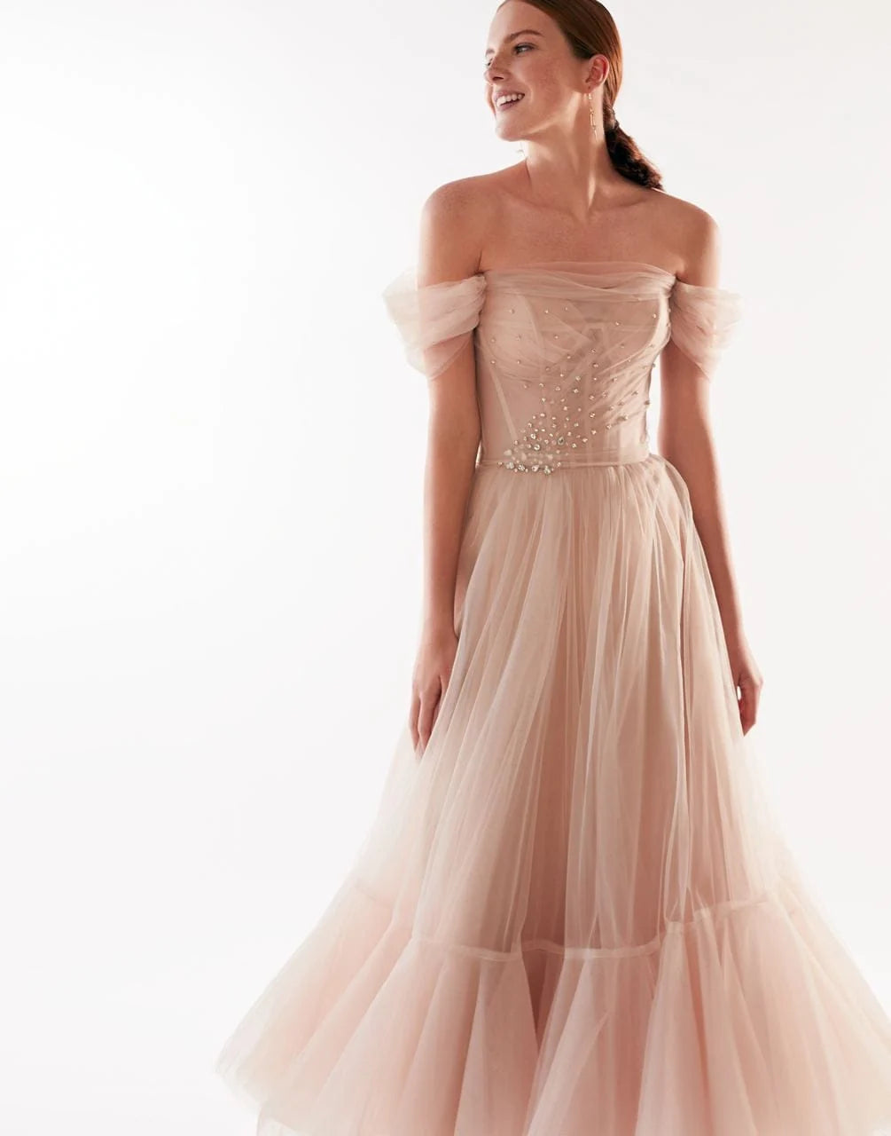 Off the Shoulder Cocktail Tulle Dress
