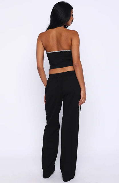 Boss Babe Vibes Track Pants Black