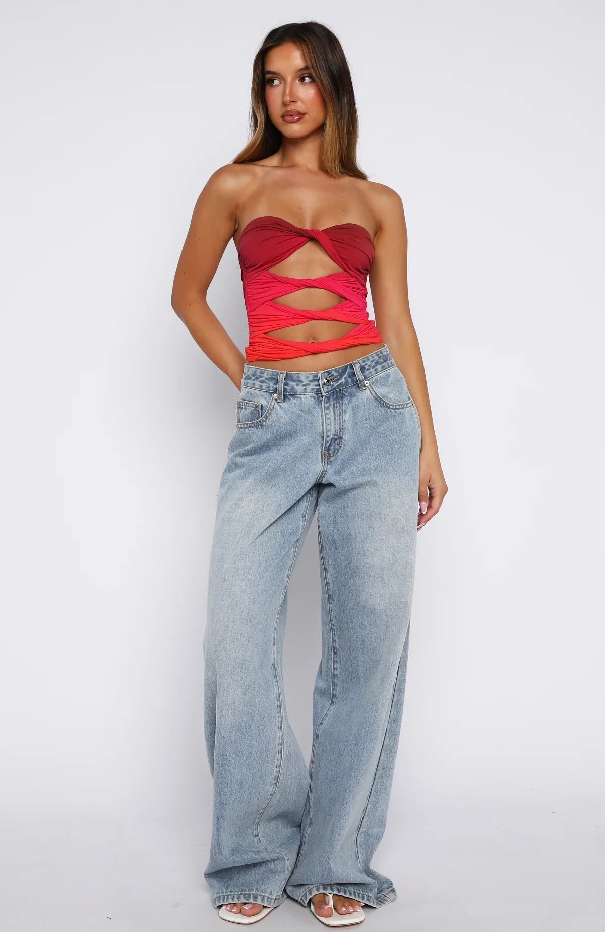 Dreaming Of Santorini Strapless Top Scarlett Inferno