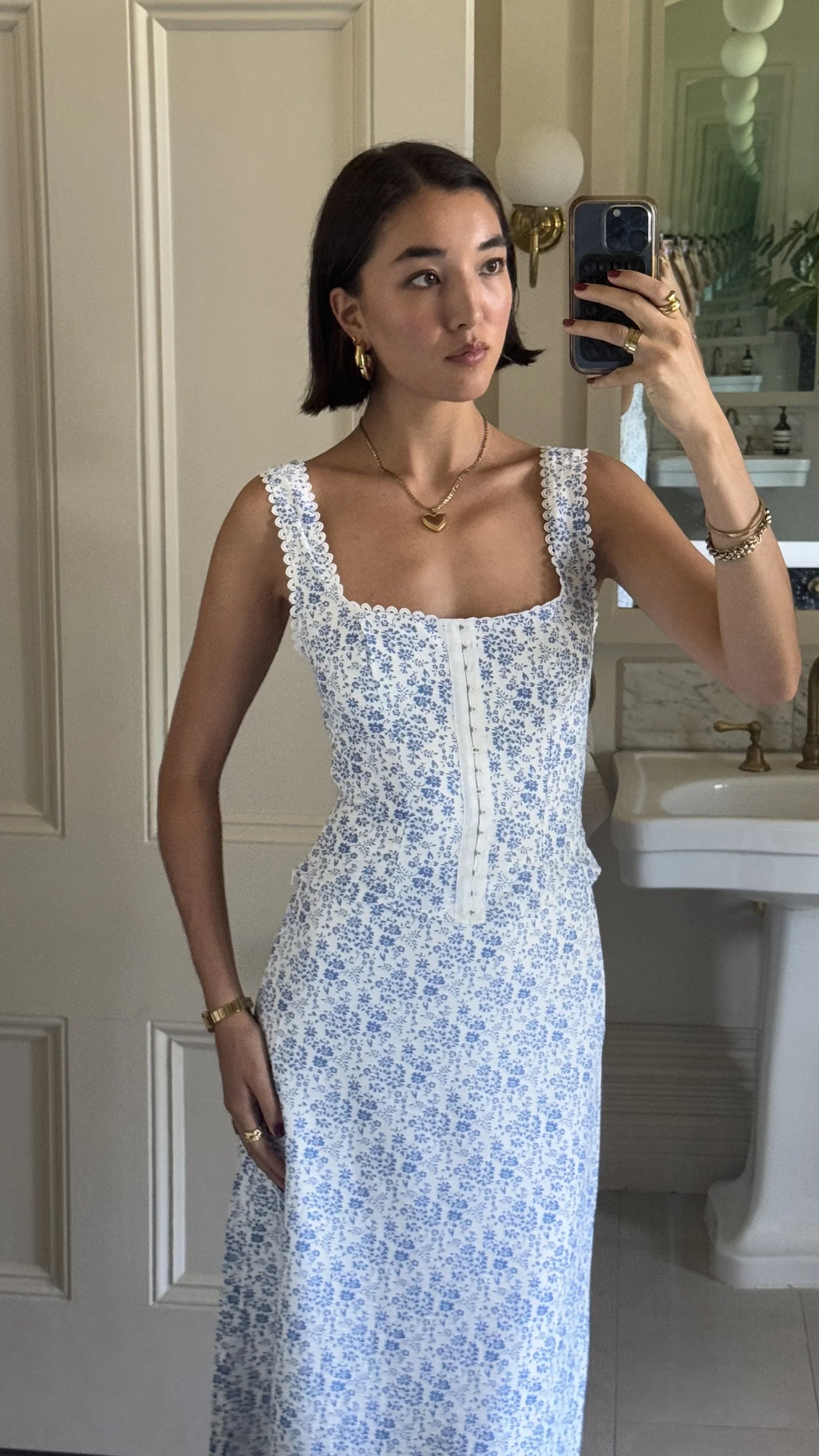 Saylor Maxi Skirt Blue Floral