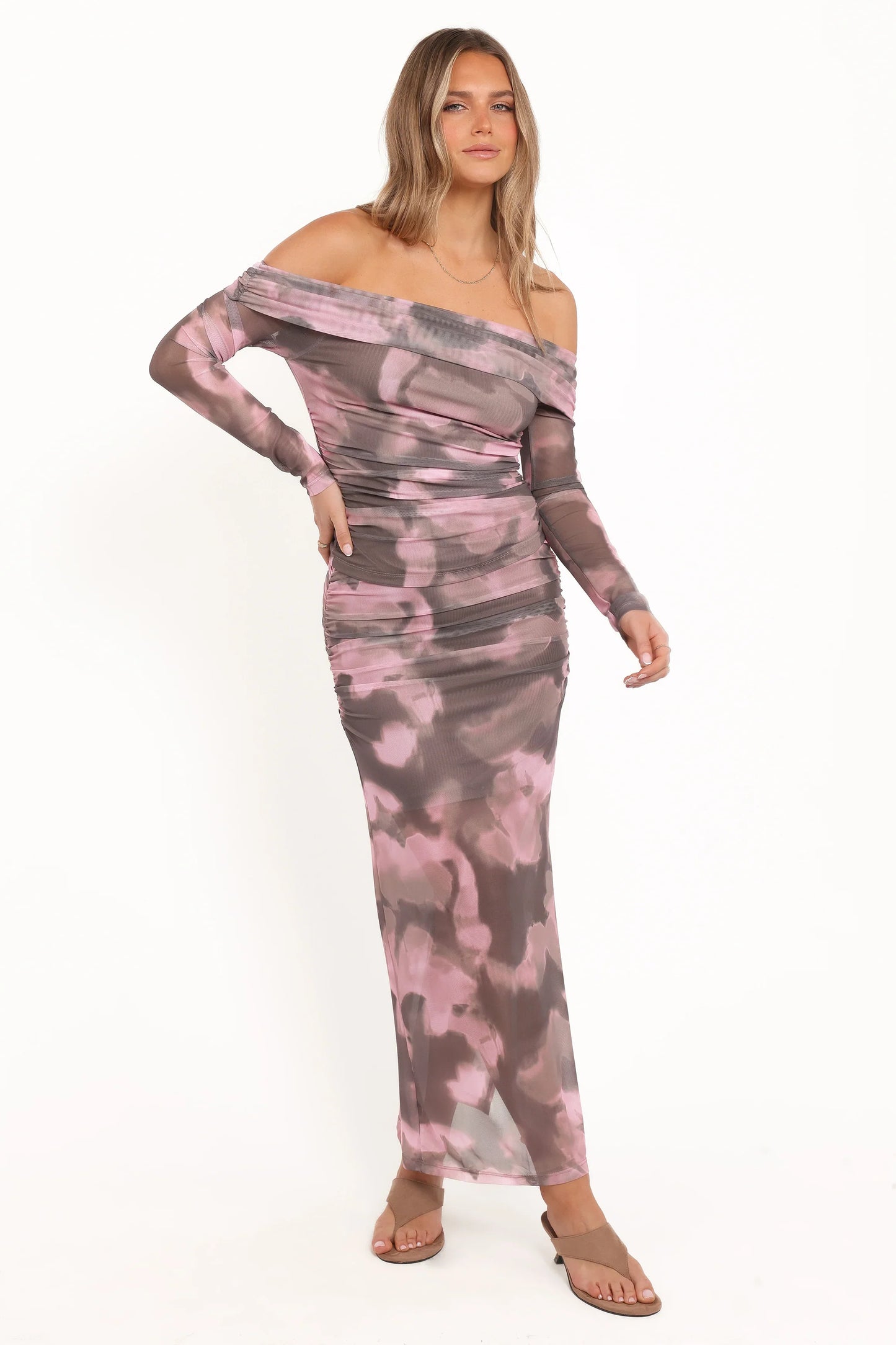 Caelira Skirt Pink Brown Print