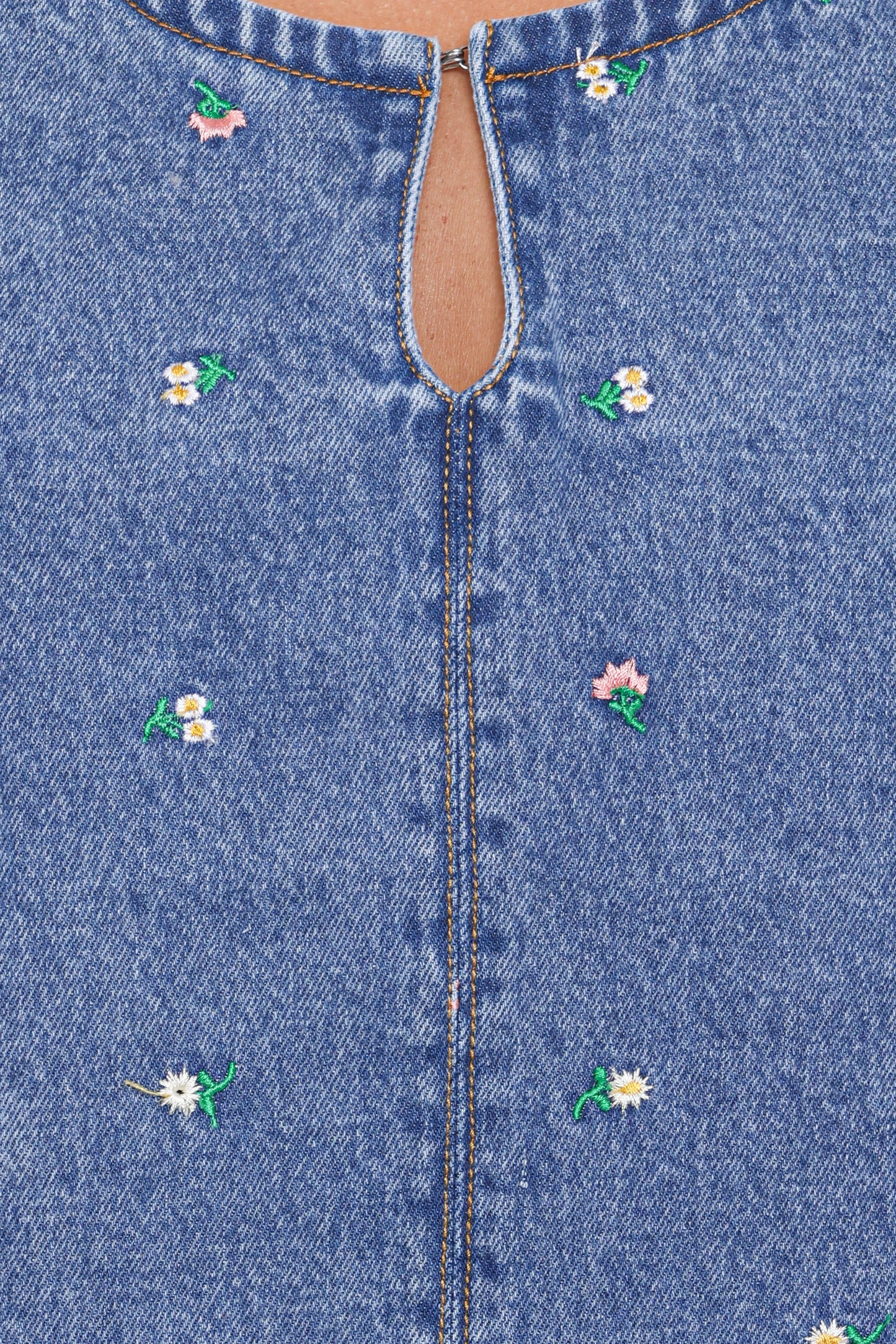 Azen Mini Dress Embroidered Denim