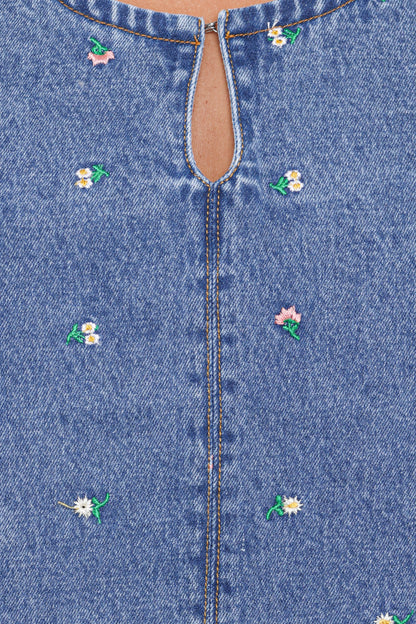 Azen Mini Dress Embroidered Denim