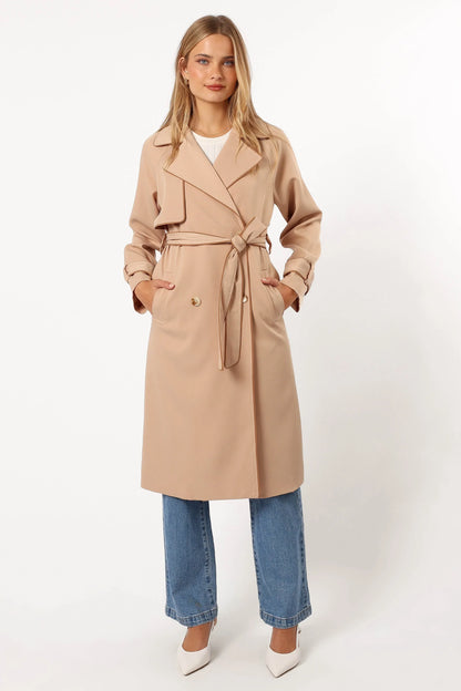 Cayenne Contrast Binding Trench Coat Camel