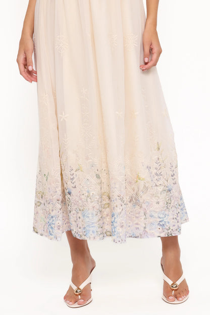 Kayt Strapless Dress Embroidered Floral