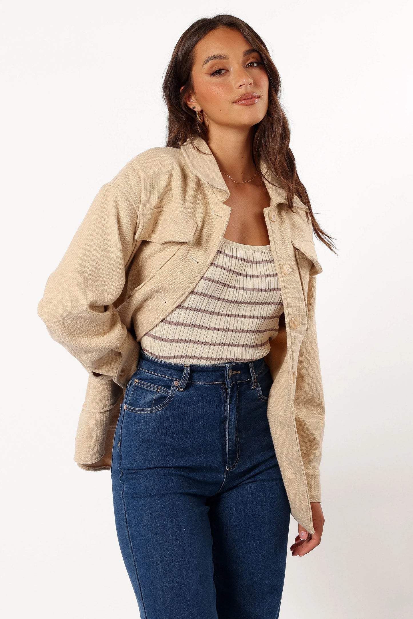 Arlow Tie Front Shacket Cream