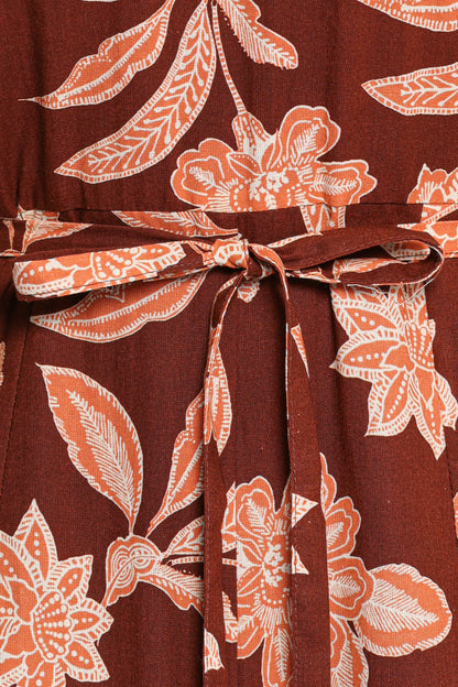 Kehlani Halterneck Jumpsuit Orange Floral