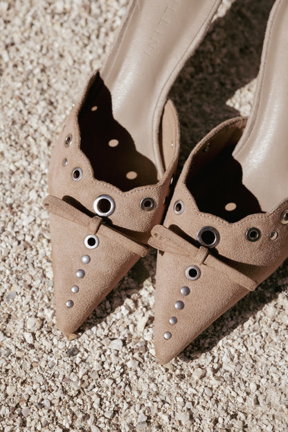 Elio Heels Camel Suede