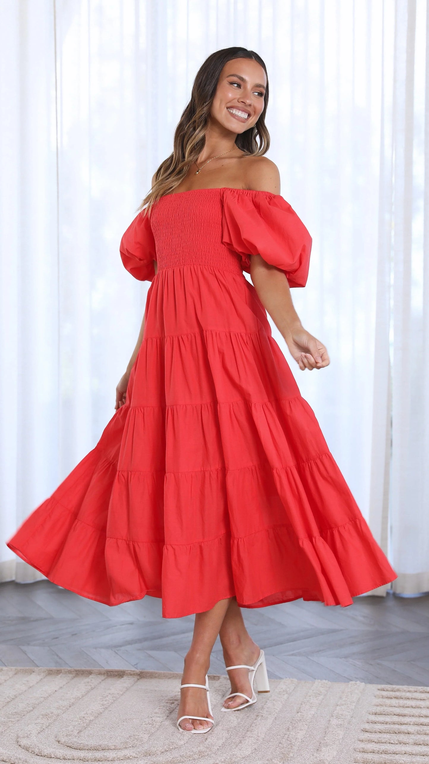 Chyna Midi Dress Red