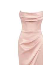 Fancy satin misty rose maxi dress Garden of Eden