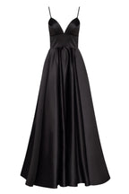 Black Spaghetti strap ball dress with open back
