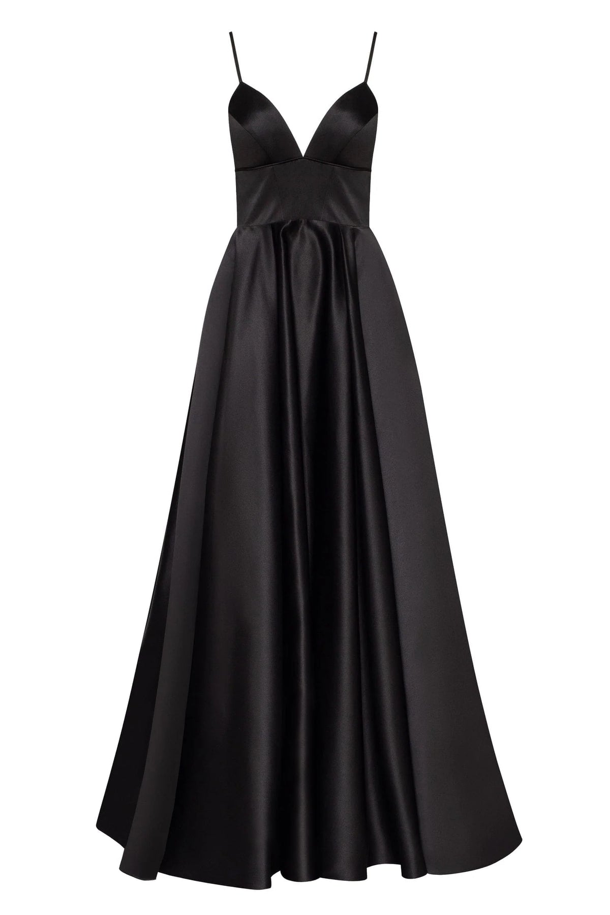 Black Spaghetti strap ball dress with open back