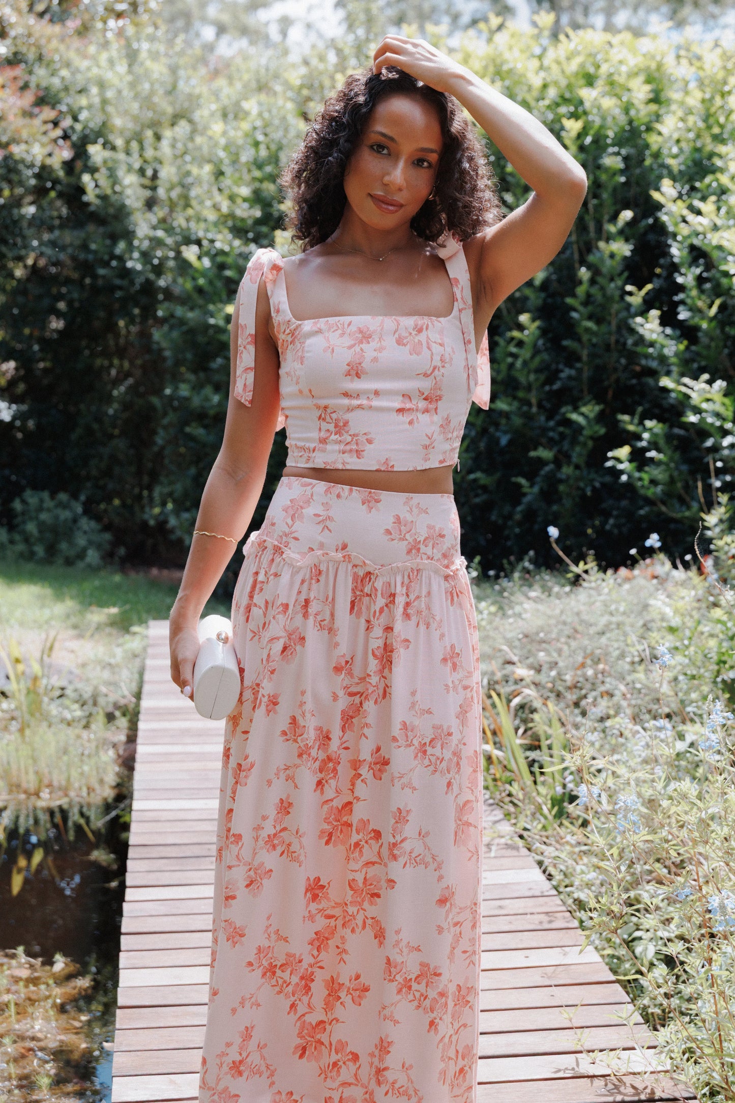 Tyler Tie Shoulder Top Rose Pink Floral
