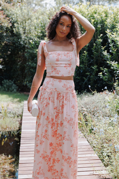 Tyler Tie Shoulder Top Rose Pink Floral