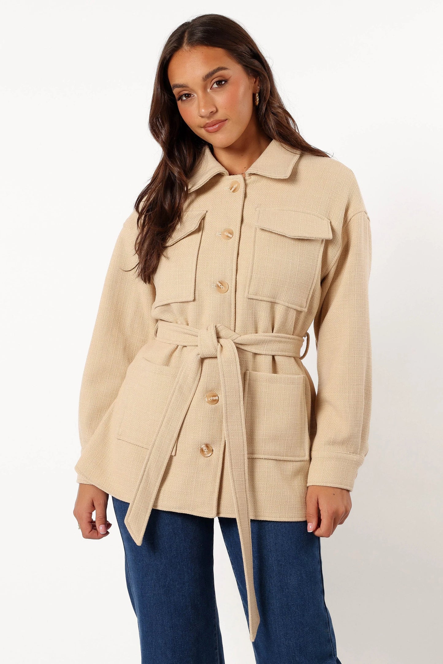 Arlow Tie Front Shacket Cream
