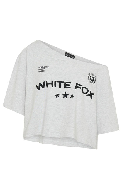 Stay Clear Off Shoulder Cropped Tee Grey Marle