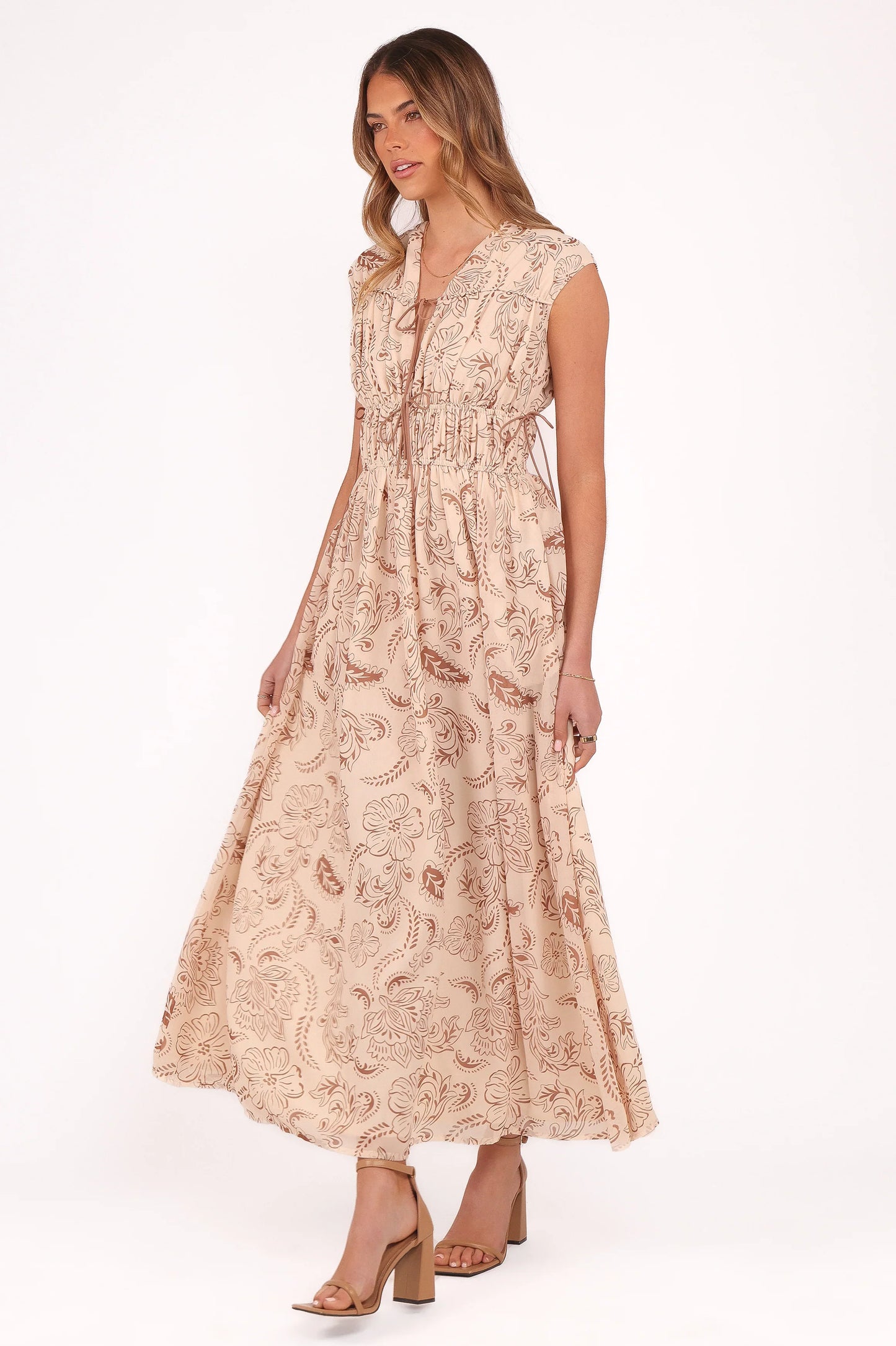 Safira Midi Dress Brown Paisley