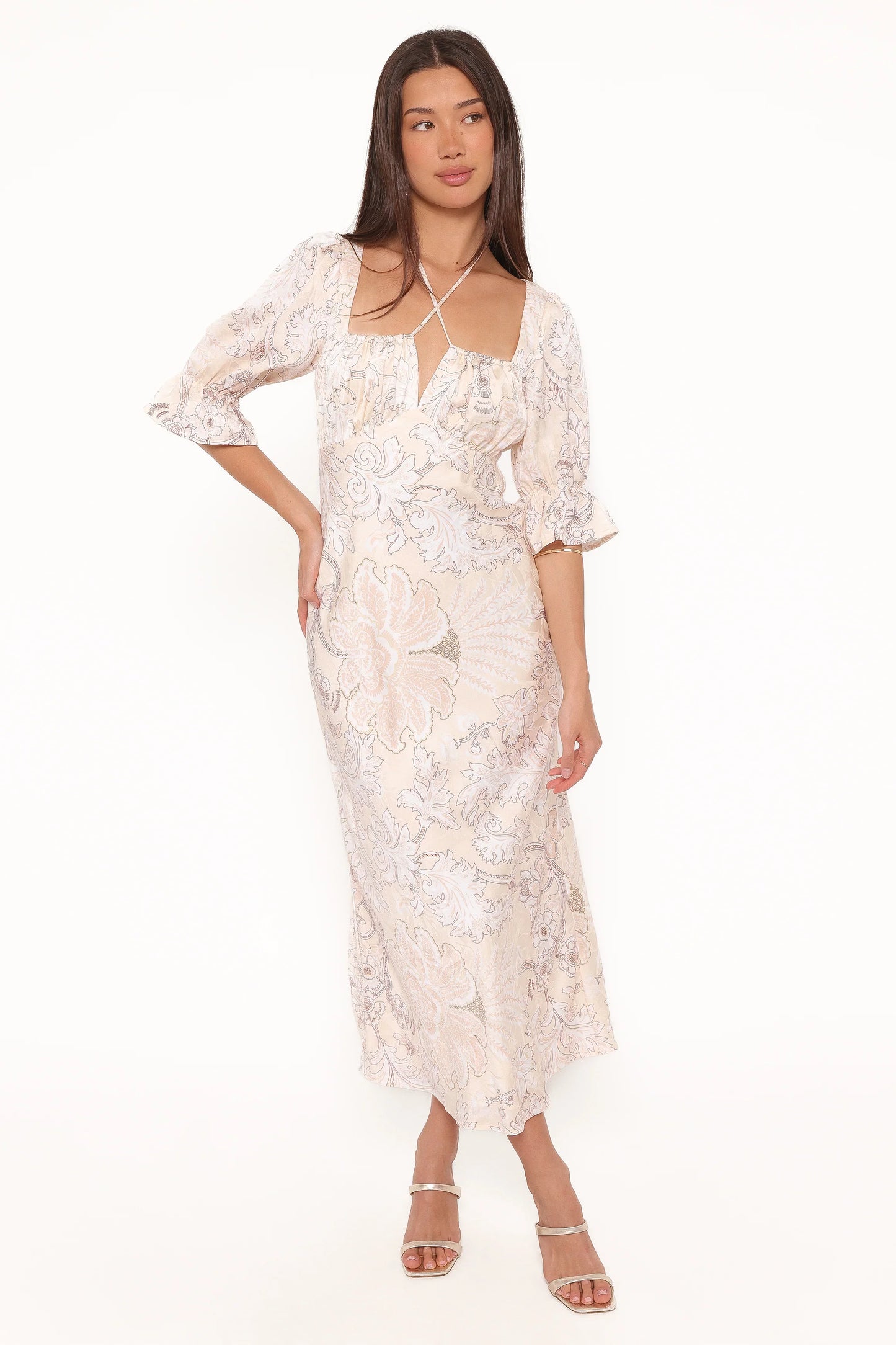 Pauline Long Sleeve Maxi Dress Pastel Paisley