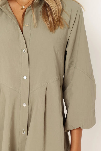 Criselle Long Sleeve Mini Dress Khaki