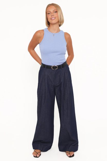 Elinor Cuffed Denim Pant Dark Wash