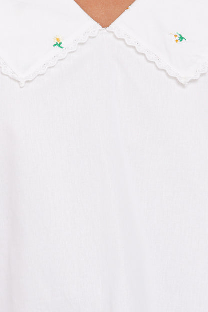 Kenna Embroidered Long Sleeve Top White Floral