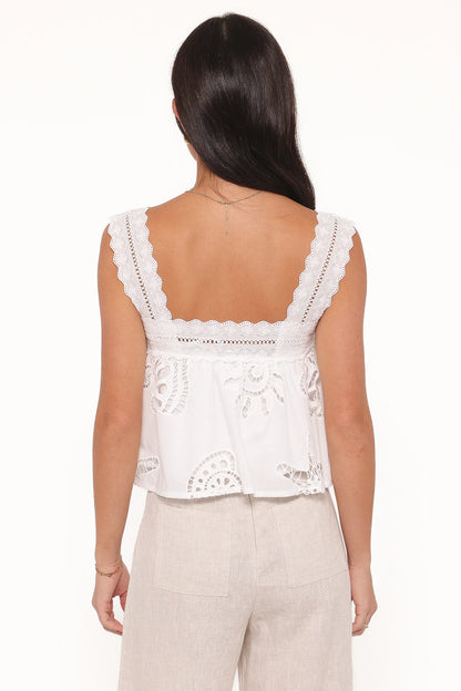 Aideen Eyelet Top White Shell