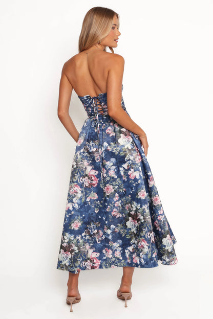 Darina Strapless Midi Dress Midnight Floral