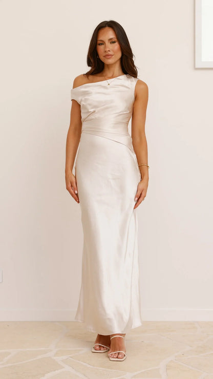 Auria Off Shoulder Maxi Dress Champagne