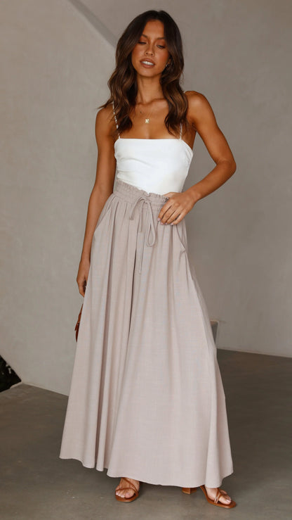 Avery Wide Leg Pants Beige