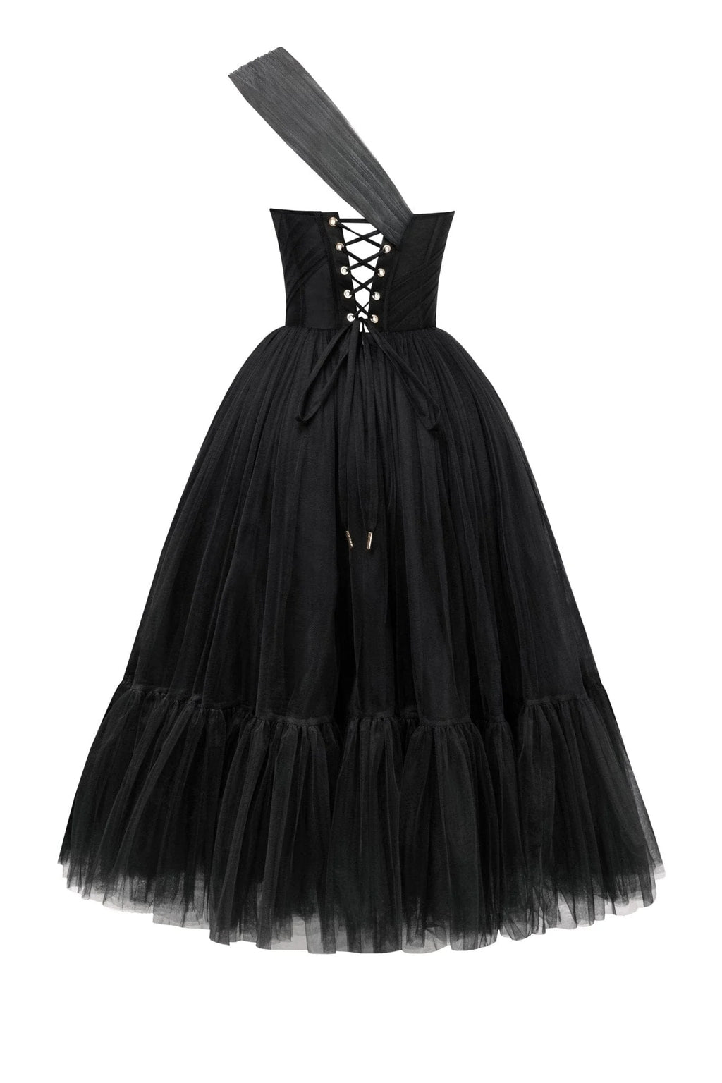 Black One Shoulder Cocktail Tulle Dress