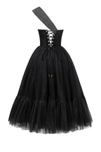 Black One Shoulder Cocktail Tulle Dress