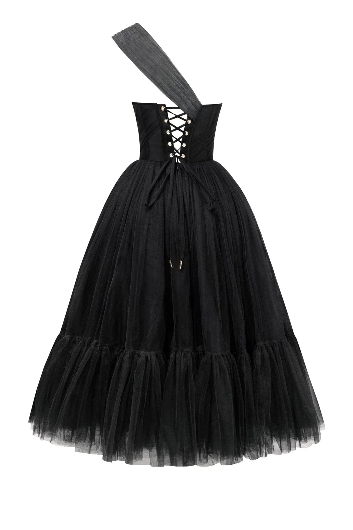 Black One Shoulder Cocktail Tulle Dress