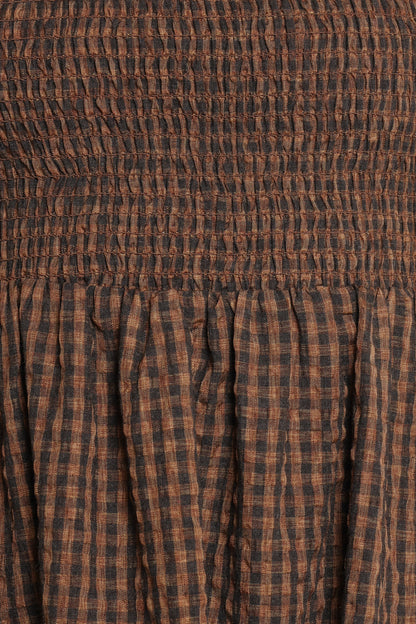Cyrena Maxi Dress Brown Check